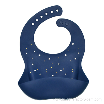 Soft Waterproof Baby Silicone Bib with Patterned Bib